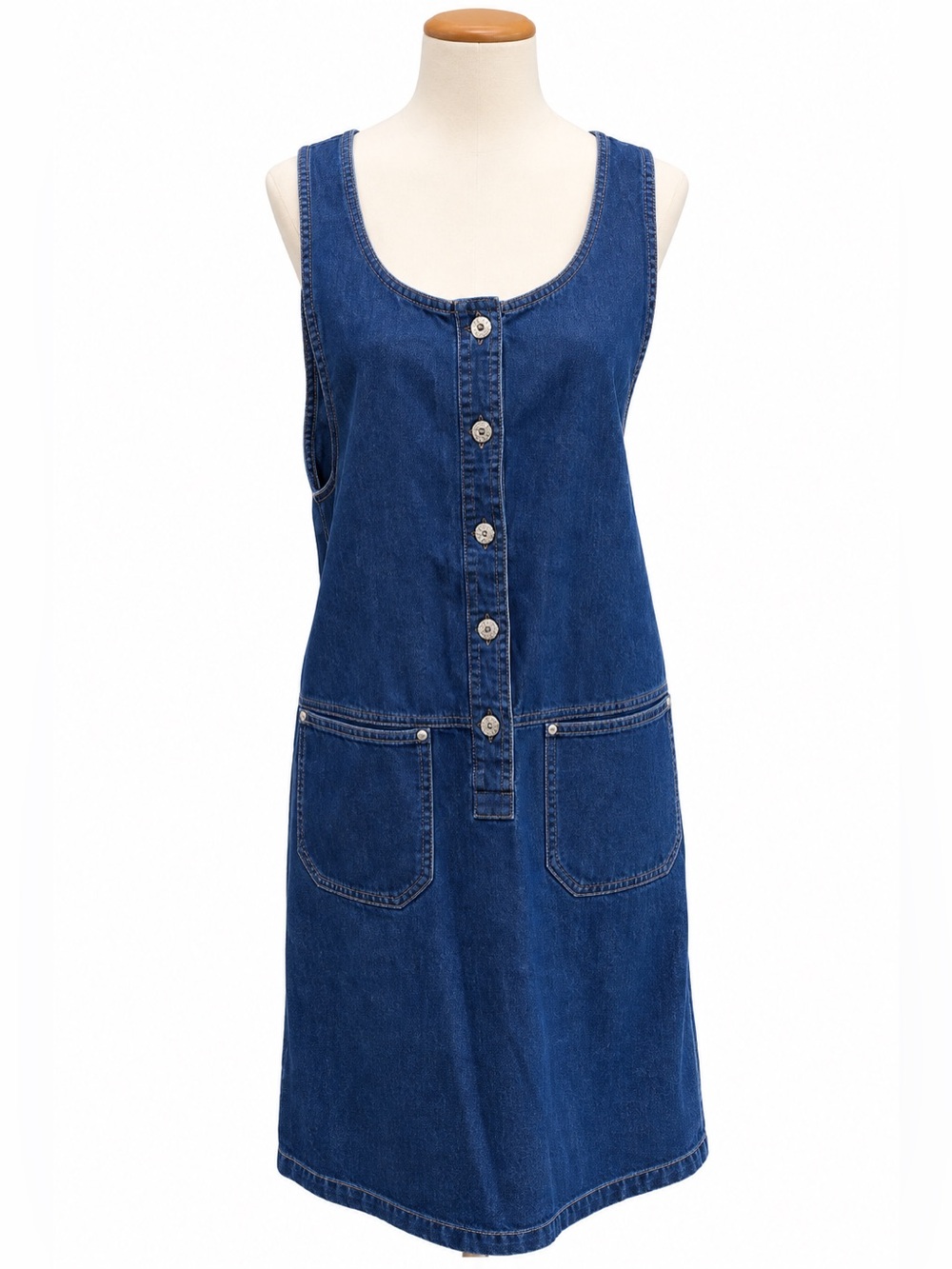 Basic Editions Blue Denim Sleeveless Dress Vintage 100% Cotton Small